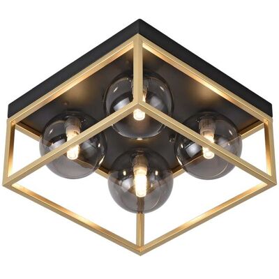 HELLOSHOP26 Lámpara De Techo Wattsidnes Con 4 Casquillos G9 Metal Y Cristal 15 X 28 X 28 Cm Negro Y Dorado 030010270 HELLOSHOP26 Lámpara De Techo Wattsidnes Con 4 Casquillos G9 Metal Y Cristal 15 X 28 X 28 Cm Negro Y Dorado 030010270