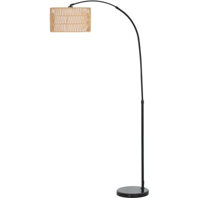 TREETALK Lámpara De Pie Con Pantalla De Cuerda De Cáñamo, Altura Regulable, Interruptor De Pie, Metal, Color Negro. TREETALK Lámpara De Pie Con Pantalla De Cuerda De Cáñamo, Altura Regulable, Interruptor De Pie, Metal, Color Negro.