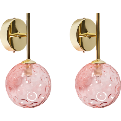 BELIANI Conjunto De 2 Lámparas De Pared Modernas Glam Hierro Y Cristal Anadyr Dorado Rosa BELIANI Conjunto De 2 Lámparas De Pared Modernas Glam Hierro Y Cristal Anadyr Dorado Rosa