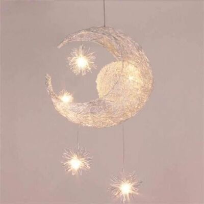 OEM Lámpara Colgante Decorativa - Luna Y Estrella - Aluminio - Habitación Infantil Y Cafetería OEM Lámpara Colgante Decorativa - Luna Y Estrella - Aluminio - Habitación Infantil Y Cafetería