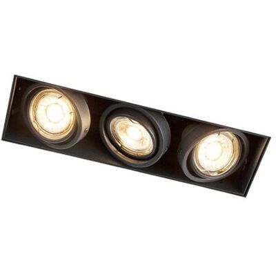 Diseño Foco Empotrable Inteligente Moderno Negro Sin Marco Con 3 Gu10 Wifi - Oneon 3 Acero Rectangular Adecuado Para Led Max. 3 X 5 Watt - Qazqa Diseño Foco Empotrable Inteligente Moderno Negro Sin Marco Con 3 Gu10 Wifi - Oneon 3 Acero Rectangular Adecuado Para Led Max. 3 X 5 Watt - Qazqa