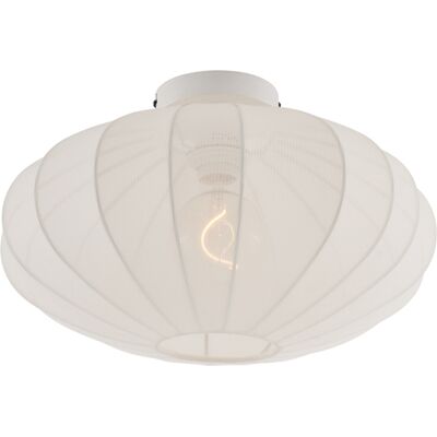 Qazqa - Diseño Lámpara De Techo Japandi Blanca Con Pantalla De Tela - Bida Textil /metálica /plástico Redonda Adecuado Para Led Max. 1 X 15 Watt Qazqa - Diseño Lámpara De Techo Japandi Blanca Con Pantalla De Tela - Bida Textil /metálica /plástico Redonda Adecuado Para Led Max. 1 X 15 Watt