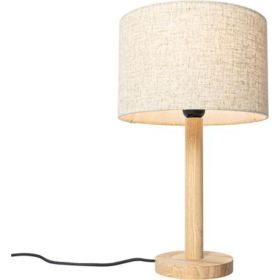 Qazqa Rústico Lámpara De Mesa Rústica De Madera Con Pantalla De Lino Beige 25 Cm - Mels /lino Alargada Adecuado Para Led Max. 1 X 40 Watt Qazqa Rústico Lámpara De Mesa Rústica De Madera Con Pantalla De Lino Beige 25 Cm - Mels /lino Alargada Adecuado Para Led Max. 1 X 40 Watt