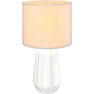 JHY DESIGN Lámpara De Mesa Con Base De Cerámica Y Pantalla De Lino, Lámpara De Noche Con Interruptor, Casquillo E27, Color Blanco Y Beige. JHY DESIGN Lámpara De Mesa Con Base De Cerámica Y Pantalla De Lino, Lámpara De Noche Con Interruptor, Casquillo E27, Color Blanco Y Beige.