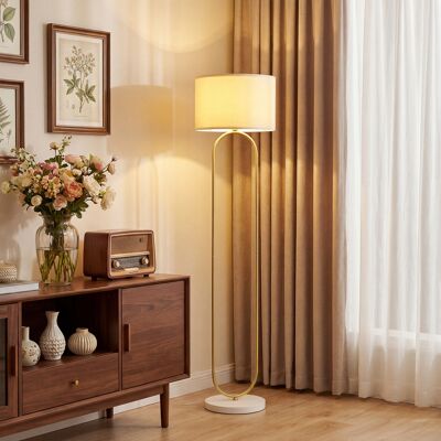 JHY DESIGN Lámpara De Pie Moderna Con Pantalla De Tela, Tubo Metálico Doble E Interruptor De Pie, Color Dorado. JHY DESIGN Lámpara De Pie Moderna Con Pantalla De Tela, Tubo Metálico Doble E Interruptor De Pie, Color Dorado.