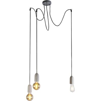 Qazqa Moderno Lámpara Colgante Industrial Hormigón Gris - Cava 3 Piedra/cemento Redonda Adecuado Para Led Max. 3 X 40 Watt Qazqa Moderno Lámpara Colgante Industrial Hormigón Gris - Cava 3 Piedra/cemento Redonda Adecuado Para Led Max. 3 X 40 Watt