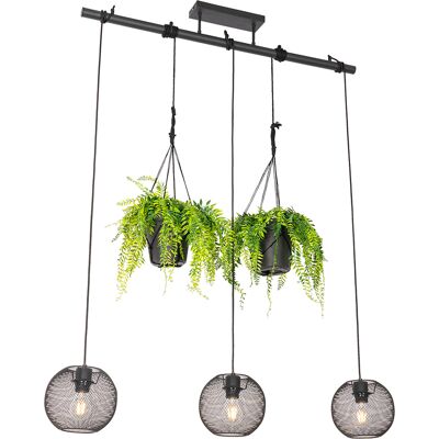 Industrial Lámpara Colgante Industrial Negra 3 Luces - Flor Acero Alargada Adecuado Para Led Max. 3 X 40 Watt - Qazqa Industrial Lámpara Colgante Industrial Negra 3 Luces - Flor Acero Alargada Adecuado Para Led Max. 3 X 40 Watt - Qazqa