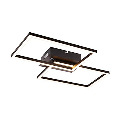 Qazqa - Moderno Plafón Cuadrado Negro Regulable En 3 Pasos - Plazas Novo Aluminio /acero Cuadrada Incluye Led Max. 1 X 30 Watt Qazqa - Moderno Plafón Cuadrado Negro Regulable En 3 Pasos - Plazas Novo Aluminio /acero Cuadrada Incluye Led Max. 1 X 30 Watt