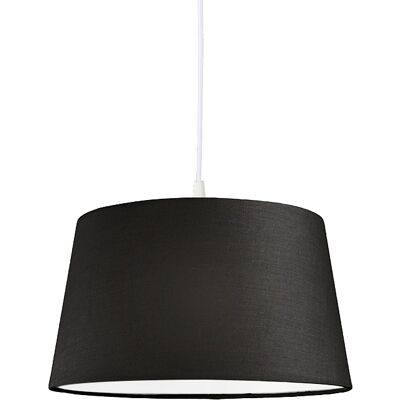 Qazqa Moderno Moderna Lámpara Colgante En Blanco Con Pantalla Negra De 45 Cm - Pendant Plástico Redonda /alargada Adecuado Para Led Max. 1 X 60 Watt Qazqa Moderno Moderna Lámpara Colgante En Blanco Con Pantalla Negra De 45 Cm - Pendant Plástico Redonda /alargada Adecuado Para Led Max. 1 X 60 Watt