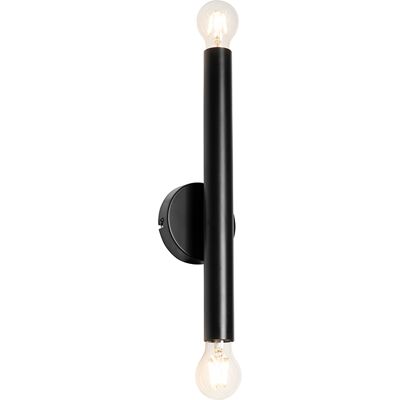 QAZQA Lámpara de Pared Art Deco - TUBI - Negro - 2 Bombillas QAZQA Lámpara de Pared Art Deco - TUBI - Negro - 2 Bombillas