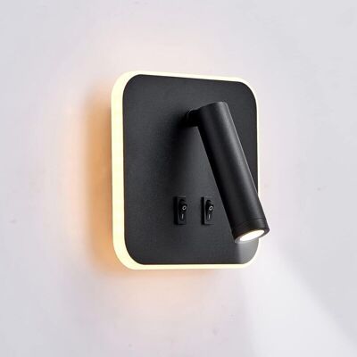 OEM Aplique De Pared Led, Luz De Lectura Para Mesita De Noche, Apliques De Lectura De Pared Led De 12 W, Foco Ajustable (3 W + 9 W, Luz Cálida De 3000 K), Negro (cuadrado) Dyk--crezuo OEM Aplique De Pared Led, Luz De Lectura Para Mesita De Noche, Apliques De Lectura De Pared Led De 12 W, Foco Ajustable (3 W + 9 W, Luz Cálida De 3000 K), Negro (cuadrado) Dyk--crezuo