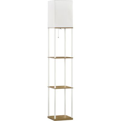 JHY DESIGN Lámpara De Pie, Iluminación Indirecta, Con Estantes, Estructura Metálica, Pantalla De Tela, 26 X 26 X 159 Cm, Blanco/marrón JHY DESIGN Lámpara De Pie, Iluminación Indirecta, Con Estantes, Estructura Metálica, Pantalla De Tela, 26 X 26 X 159 Cm, Blanco/marrón
