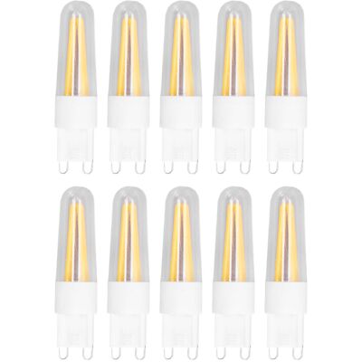 OEM Paquete De 10 Bombillas Led G9, 3w, 200lm, Blanco Cálido, Para Lámparas De Araña, Lámparas De Escritorio, Plafones, Filamento Largo. OEM Paquete De 10 Bombillas Led G9, 3w, 200lm, Blanco Cálido, Para Lámparas De Araña, Lámparas De Escritorio, Plafones, Filamento Largo.