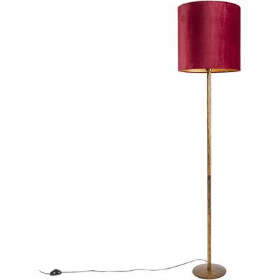 Qazqa Clásico/antiguo Lámpara De Pie Dorada Pantalla Terciopelo Rojo/oro 40cm - Simplo Textil /acero Alargada Adecuado Para Led Max. 1 X 60 Watt Qazqa Clásico/antiguo Lámpara De Pie Dorada Pantalla Terciopelo Rojo/oro 40cm - Simplo Textil /acero Alargada Adecuado Para Led Max. 1 X 60 Watt