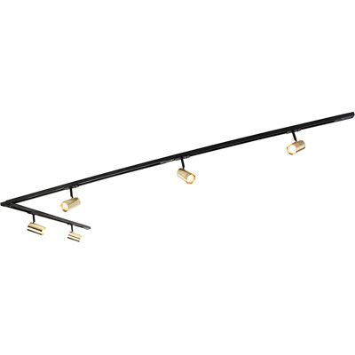 Qazqa Moderno Sistema De Iluminación De Riel Inteligente Negro Con Dorado Monofásico 5 Luces Con Wifi Gu10 - Iconic Jeana Aluminio Alargada Adecuado Para Led Max. 5 X 4.8 Watt Qazqa Moderno Sistema De Iluminación De Riel Inteligente Negro Con Dorado Monofásico 5 Luces Con Wifi Gu10 - Iconic Jeana Aluminio Alargada Adecuado Para Led Max. 5 X 4.8 Watt
