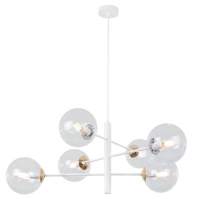 OEM Lámpara Colgante Vicenza Oro Blanco 6 Lámpara Plana Transparente E14 OEM Lámpara Colgante Vicenza Oro Blanco 6 Lámpara Plana Transparente E14