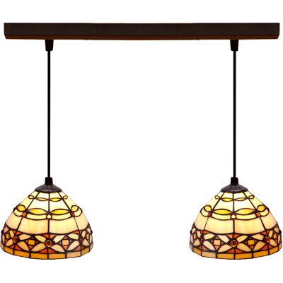 FIJALO Lámpara Colgante De Techo Tiffany Regleta Serie Marfíl D-20cm X2 226002 FIJALO Lámpara Colgante De Techo Tiffany Regleta Serie Marfíl D-20cm X2 226002
