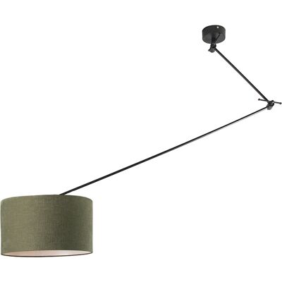 Qazqa + Moderno Lámpara Colgante Negra Con Pantalla De 35 Cm Verde Regulable - Blitz Textil /acero Redonda Adecuado Para Led Max. 1 X 60 Watt Qazqa + Moderno Lámpara Colgante Negra Con Pantalla De 35 Cm Verde Regulable - Blitz Textil /acero Redonda Adecuado Para Led Max. 1 X 60 Watt