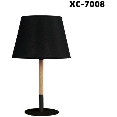 Lámpara de mesa negra con pantalla de tela y base de madera XC-7008 Lámpara de mesa negra con pantalla de tela y base de madera XC-7008