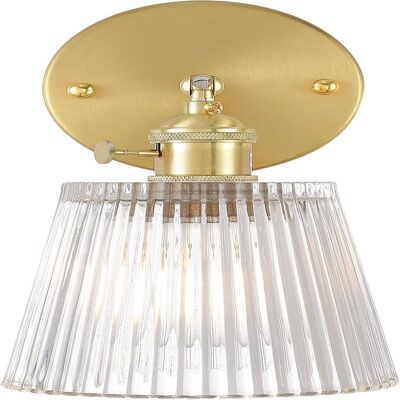 OEM Aplique De Pared Clásico Con Pantalla De Cristal Transparente A Rayas, Regulable 180°, Cableado De Latón, Aplique De Pared Moderno Con Interruptor Para Dormitorio O Sala De Estar. OEM Aplique De Pared Clásico Con Pantalla De Cristal Transparente A Rayas, Regulable 180°, Cableado De Latón, Aplique De Pared Moderno Con Interruptor Para Dormitorio O Sala De Estar.