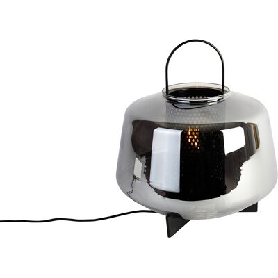 Art Déco Lámpara De Mesa Art Deco Negra Con Cristal Ahumado 30 Cm - Kevin Vidrio /acero Redonda Adecuado Para Led Max. 1 X 40 Watt - Qazqa Art Déco Lámpara De Mesa Art Deco Negra Con Cristal Ahumado 30 Cm - Kevin Vidrio /acero Redonda Adecuado Para Led Max. 1 X 40 Watt - Qazqa