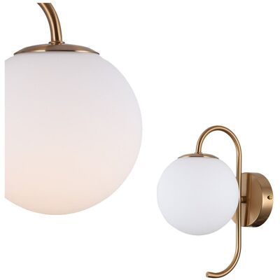 Italux Gela - Lámpara de Pared Industrial y Retro Latón Miel Pantalla Blanca G9 Italux Gela - Lámpara de Pared Industrial y Retro Latón Miel Pantalla Blanca G9