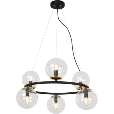 OEM Lámpara Colgante Aura Negra Y Dorada 6 Lámparas Planas Sin Pantalla E14 OEM Lámpara Colgante Aura Negra Y Dorada 6 Lámparas Planas Sin Pantalla E14