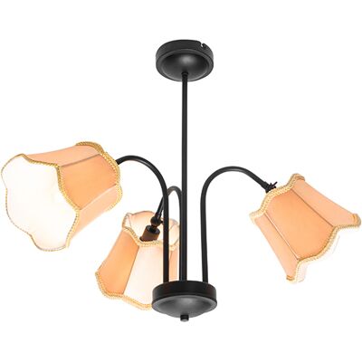 Qazqa - Clásico/antiguo Plafón Clásico Negro Con Pantalla Dorada 3 Luces - Nona Textil /acero Redonda Adecuado Para Led Max. 3 X 15 Watt Qazqa - Clásico/antiguo Plafón Clásico Negro Con Pantalla Dorada 3 Luces - Nona Textil /acero Redonda Adecuado Para Led Max. 3 X 15 Watt