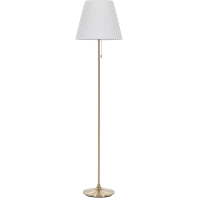 BELIANI Lámpara De Pie De Metal Latón Blanco Poliéster 148 Cm Sala De Estar Torysa BELIANI Lámpara De Pie De Metal Latón Blanco Poliéster 148 Cm Sala De Estar Torysa
