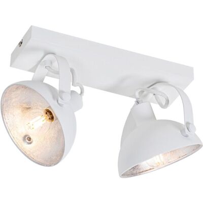 Lámpara de Techo Industrial Qazqa Blanca Plata 2 Luces - Ajustable, Para LED Lámpara de Techo Industrial Qazqa Blanca Plata 2 Luces - Ajustable, Para LED