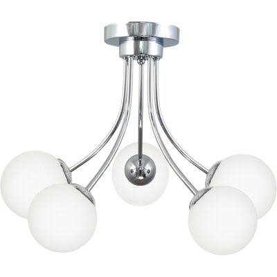 OEM Lámpara De Techo, Plafón, Araña, Cromo, Pantalla De Cristal, Bola Blanca, Kik 13-540 OEM Lámpara De Techo, Plafón, Araña, Cromo, Pantalla De Cristal, Bola Blanca, Kik 13-540