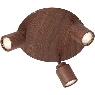 Qazqa Lámpara De Techo Japandi De Madera Oscura Con Focos Qazqa Lámpara De Techo Japandi De Madera Oscura Con Focos