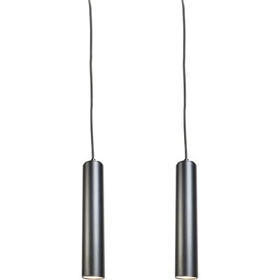 Moderno Set De 2 Lámparas Colgantes De Diseño Negro - Tuba Small Acero Cilíndra /alargada Adecuado Para Led Max. 2 X 50 Watt - Qazqa Moderno Set De 2 Lámparas Colgantes De Diseño Negro - Tuba Small Acero Cilíndra /alargada Adecuado Para Led Max. 2 X 50 Watt - Qazqa