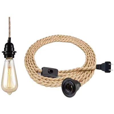 OEM Lámpara De Araña De Cuerda De Cáñamo De 4,5 Metros - Cable De Luz Colgante De Un Solo Cabezal Con Casquillo E27, Lámpara De Araña Vintage De Cuerda De Cáñamo Con Interruptor, Lámpara Colgante Diy Para OEM Lámpara De Araña De Cuerda De Cáñamo De 4,5 Metros - Cable De Luz Colgante De Un Solo Cabezal Con Casquillo E27, Lámpara De Araña Vintage De Cuerda De Cáñamo Con Interruptor, Lámpara Colgante Diy Para