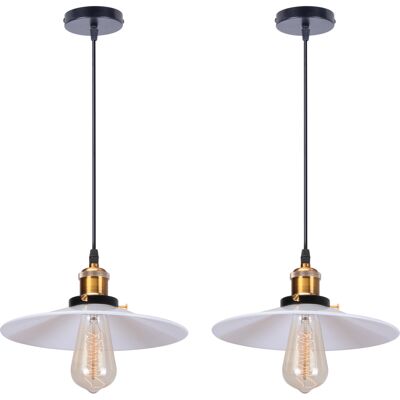 AXHUP Lámpara Colgante 2 Piezas, Vintage Retro Lámpara De Techo Con Ø26cm Pendiente, Iluminación Edison E27 Luz De Metal Para Dormitorio Cocina Comedor Cafe (blanco) AXHUP Lámpara Colgante 2 Piezas, Vintage Retro Lámpara De Techo Con Ø26cm Pendiente, Iluminación Edison E27 Luz De Metal Para Dormitorio Cocina Comedor Cafe (blanco)