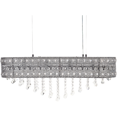 Lámpara de araña de cristal plateada Beliani - Iluminación elegante para sala y comedor Lámpara de araña de cristal plateada Beliani - Iluminación elegante para sala y comedor