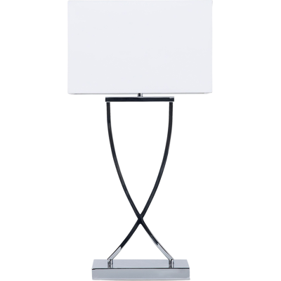 BELIANI Lámpara De Mesa De Metal Blanco Plateado Poli Algodón 62 Cm Sala De Estar Yasuni BELIANI Lámpara De Mesa De Metal Blanco Plateado Poli Algodón 62 Cm Sala De Estar Yasuni