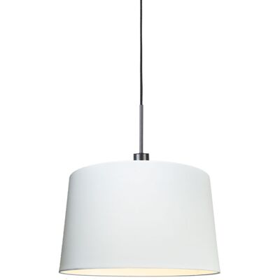 Qazqa - Moderno Lámpara Colgante Moderna Negra Con Pantalla De 45 Cm Blanca - Combi 1 Textil /acero Redonda Adecuado Para Led Max. 1 X 60 Watt Qazqa - Moderno Lámpara Colgante Moderna Negra Con Pantalla De 45 Cm Blanca - Combi 1 Textil /acero Redonda Adecuado Para Led Max. 1 X 60 Watt