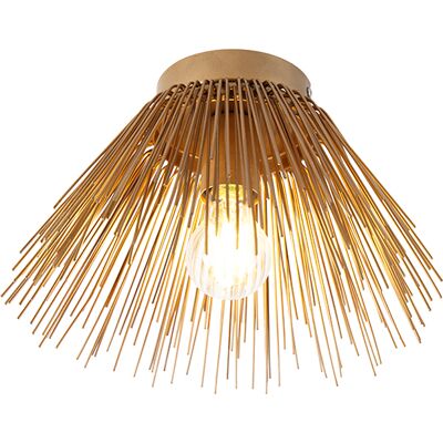 Rústico Plafón Art Deco Dorado - Broom Acero Redonda Adecuado Para Led Max. 1 X 40 Watt - Qazqa Rústico Plafón Art Deco Dorado - Broom Acero Redonda Adecuado Para Led Max. 1 X 40 Watt - Qazqa