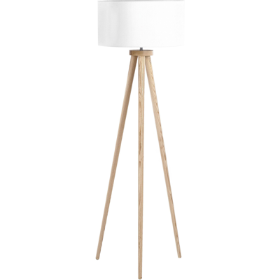 BELIANI Lámpara De Pie Poli Algodón Blanco 142 Cm Paras De Madera Clara De Roble Trípode Pantalla En Forma De Tambor Estilo Moderno Nitra BELIANI Lámpara De Pie Poli Algodón Blanco 142 Cm Paras De Madera Clara De Roble Trípode Pantalla En Forma De Tambor Estilo Moderno Nitra