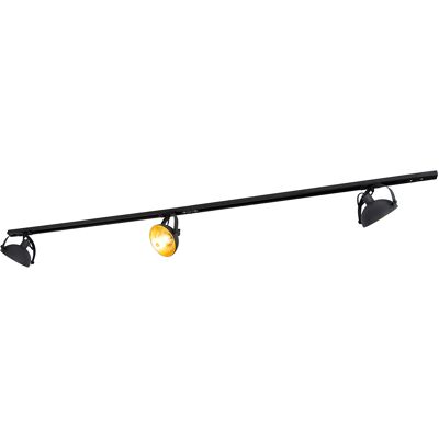 Qazqa Moderno Sistema De Riel Monofásico Con 3 Focos Negros Ajustables - Magnax Acero Alargada Adecuado Para Led Max. 3 X 40 Watt Qazqa Moderno Sistema De Riel Monofásico Con 3 Focos Negros Ajustables - Magnax Acero Alargada Adecuado Para Led Max. 3 X 40 Watt