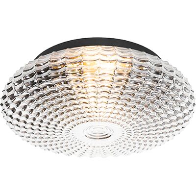 Qazqa Clásico/antiguo Plafón Clásico Negro Con Cristal Ahumado 35 Cm Ip44 - Nohmi Vidrio /acero Redonda Adecuado Para Led Max. 2 X 60 Watt Qazqa Clásico/antiguo Plafón Clásico Negro Con Cristal Ahumado 35 Cm Ip44 - Nohmi Vidrio /acero Redonda Adecuado Para Led Max. 2 X 60 Watt
