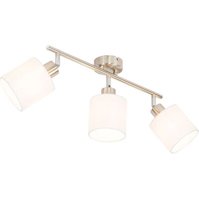Qazqa Moderno Foco De Techo De Acero Con Pantalla Blanca 3 Luces Regulables - Hetta Textil /acero Alargada Adecuado Para Led Max. 3 X 15 Watt Qazqa Moderno Foco De Techo De Acero Con Pantalla Blanca 3 Luces Regulables - Hetta Textil /acero Alargada Adecuado Para Led Max. 3 X 15 Watt