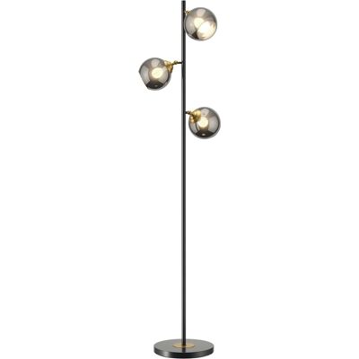 JHY DESIGN Lámpara De Pie Metálica Para Salón Con 3 Pantallas Esféricas De Metal Cromado, 40 W, Ø 36 X 162 Cm, Negro Y Gris. JHY DESIGN Lámpara De Pie Metálica Para Salón Con 3 Pantallas Esféricas De Metal Cromado, 40 W, Ø 36 X 162 Cm, Negro Y Gris.
