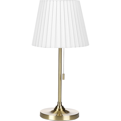 BELIANI Lámpara De Mesa De Metal Latón Blanco 48 Cm Pantalla Poliéster Dormitorio Torysa BELIANI Lámpara De Mesa De Metal Latón Blanco 48 Cm Pantalla Poliéster Dormitorio Torysa