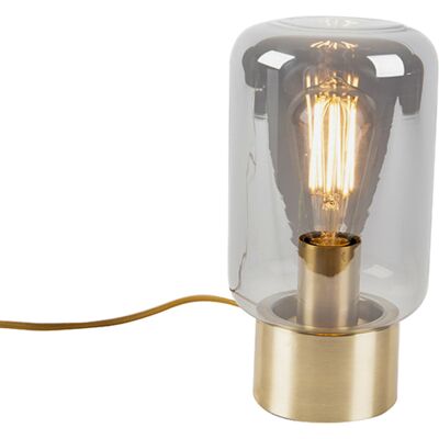Diseño Lámpara De Mesa De Diseño En Latón Con Cristal Ahumado - Bliss Cute Vidrio /acero Cilíndra /redonda Adecuado Para Led Max. 1 X 40 Watt - Qazqa Diseño Lámpara De Mesa De Diseño En Latón Con Cristal Ahumado - Bliss Cute Vidrio /acero Cilíndra /redonda Adecuado Para Led Max. 1 X 40 Watt - Qazqa