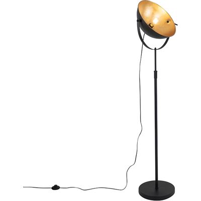Industrial Lámpara De Pie Negra Con Dorado 35 Cm Regulable - Magnax Acero Alargada /redonda Adecuado Para Led Max. 1 X 60 Watt - Qazqa Industrial Lámpara De Pie Negra Con Dorado 35 Cm Regulable - Magnax Acero Alargada /redonda Adecuado Para Led Max. 1 X 60 Watt - Qazqa