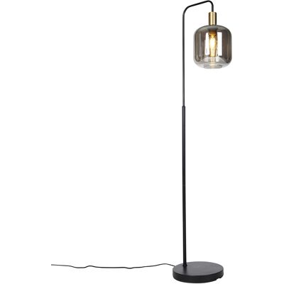 Diseño Lámpara De Pie Inteligente Negra Con Dorado Y Cristal Ahumado Con Wifi A60 - Zuzanna Vidrio /acero Alargada Adecuado Para Led Max. 1 X 4.9 Watt - Qazqa Diseño Lámpara De Pie Inteligente Negra Con Dorado Y Cristal Ahumado Con Wifi A60 - Zuzanna Vidrio /acero Alargada Adecuado Para Led Max. 1 X 4.9 Watt - Qazqa