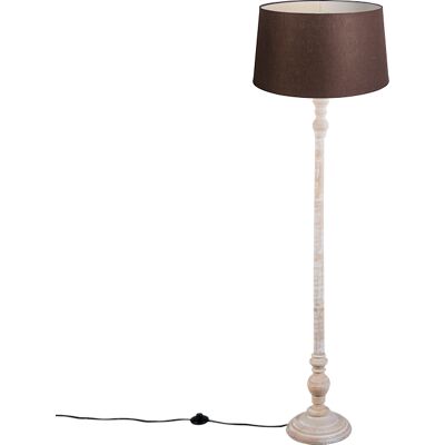 Qazqa Lámpara De Pie Con Pantalla De Lino Marrón 45 Cm - Classico Qazqa Lámpara De Pie Con Pantalla De Lino Marrón 45 Cm - Classico