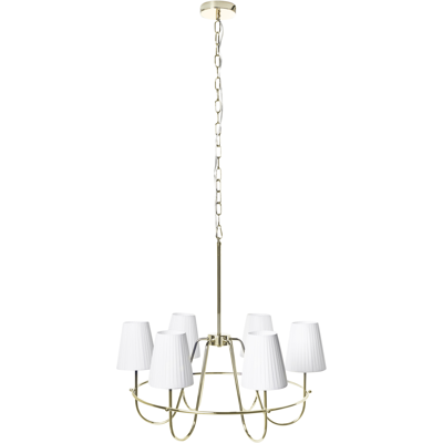 BELIANI Lámpara De Araña Moderna De 6 Luces Estilo Tradicional Sala De Estar Comedor Base De Metal De Tela Dorado Yamethin BELIANI Lámpara De Araña Moderna De 6 Luces Estilo Tradicional Sala De Estar Comedor Base De Metal De Tela Dorado Yamethin